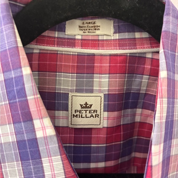 Peter Millar Men's Checkered Shirt - Purple and Blue - Picture 3 of 6